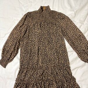 CeCe Tan Leopard Print Long Sleeve Dress